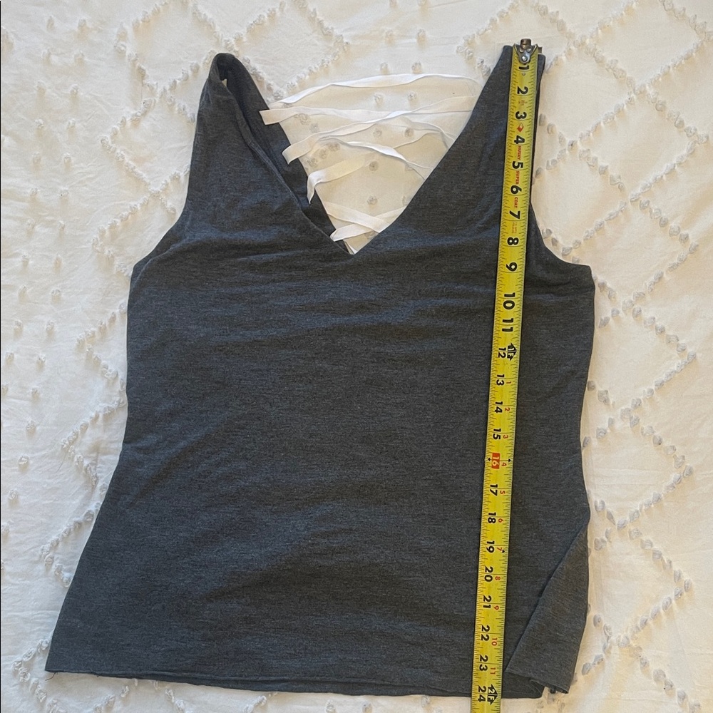 Bailey 44 Charcoal Tank with White Lace-Up Detail boutique nwt large - Picture 8 of 10